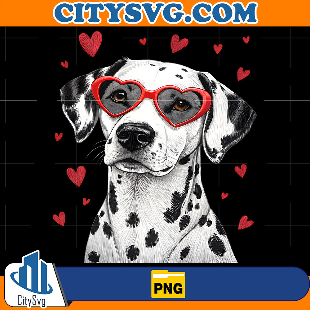 Dalmatian Heart Glasses Cute Valentine’s Day Dog Lover Png CitySvg