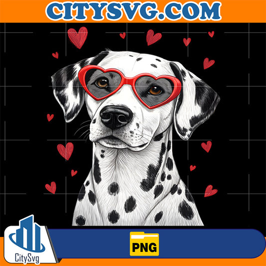 Dalmatian Heart Glasses Cute Valentine’s Day Dog Lover Png CitySvg