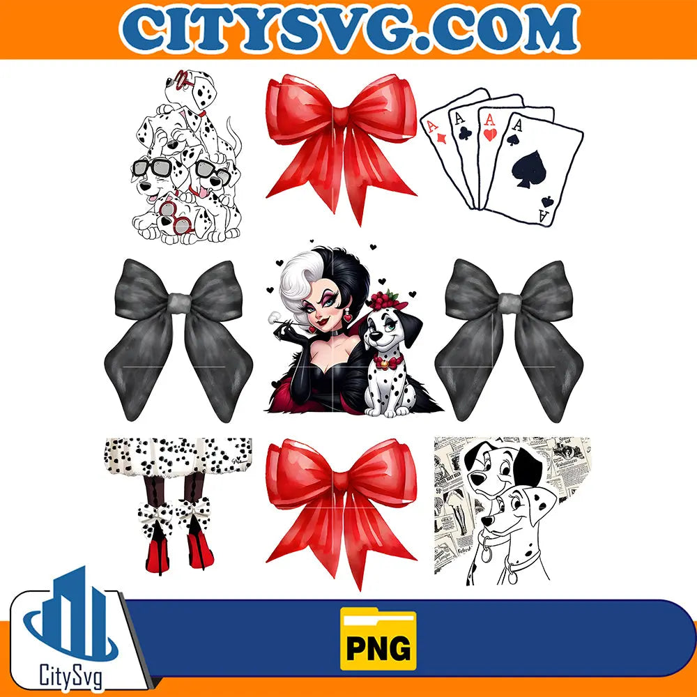 DalmatianAndCruellaDeVilBowPng