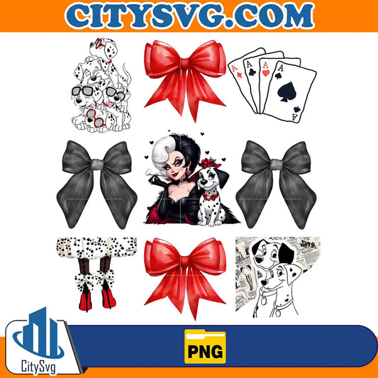 DalmatianAndCruellaDeVilBowPng