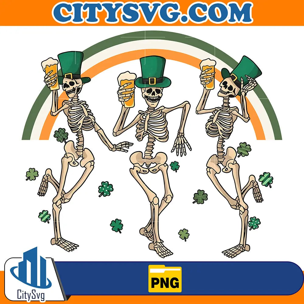 DancingSkeletonRainbowStPatricksDayPng