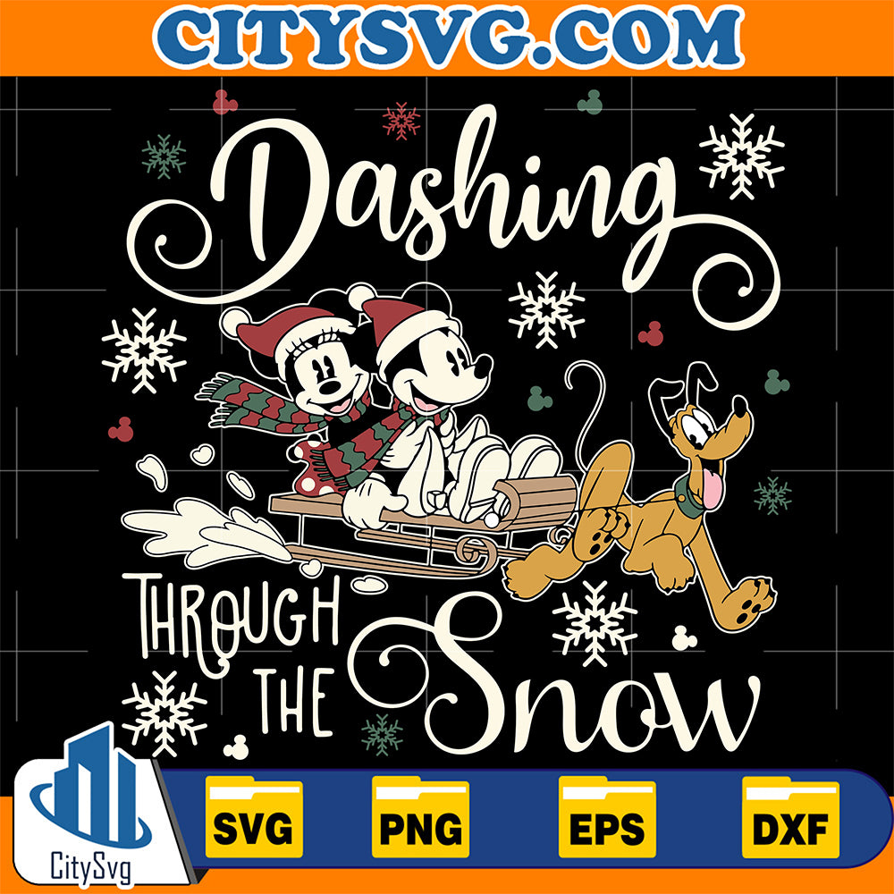 Dashing-Through-The-Snow-Mickey-Minnie-And-Pluto-Christmas-Svg-1