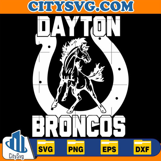 Dayton Broncos Mascot Horseshoe Svg