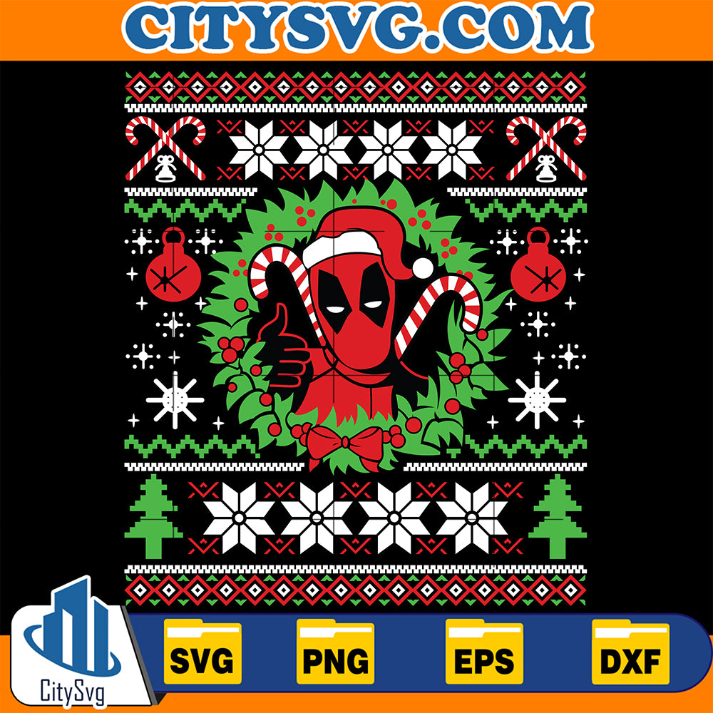 DeadpoolNavidenoUglyChristmasSvg