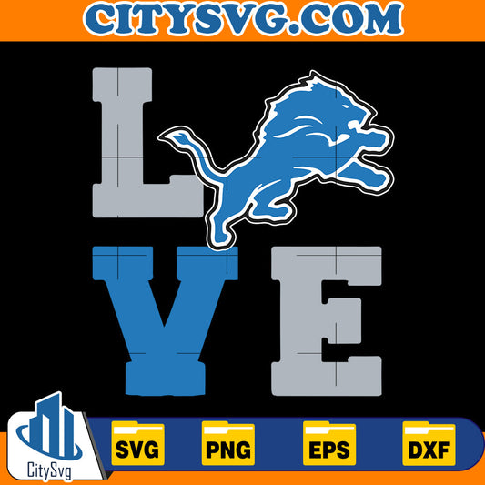 Love Detroit Lions Svg