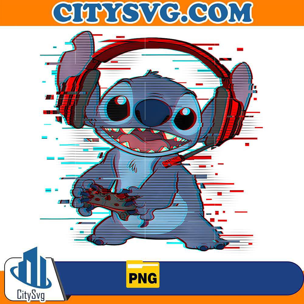 Disne-Lilo-And-Stitch-Gamer-Headsetand-Controller-Png
