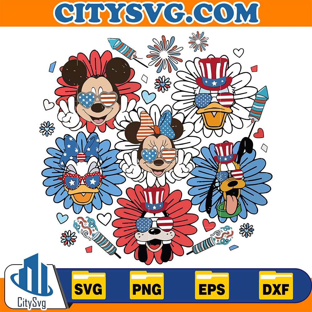 Disney-4th-Of-July-Sunflower-Mickey-And-Friends-Svg
