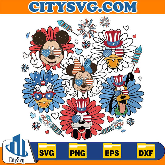 Disney-4th-Of-July-Sunflower-Mickey-And-Friends-Svg
