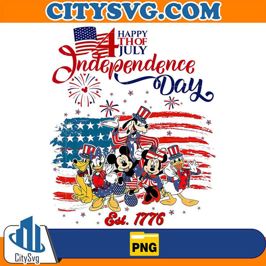 Disney-Mickey-And-Friends-Happy-Independence-Day-Est-1776-4th-Of-July-Png