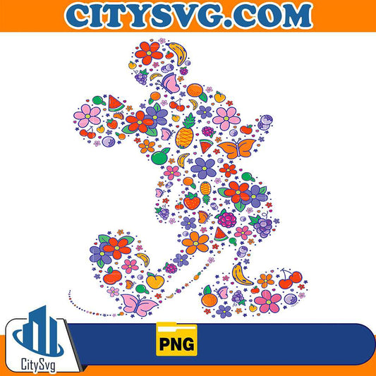 Disney-Mickey-Mouse-Summer-Flowers-Fruit-Mix-Picnic-Png