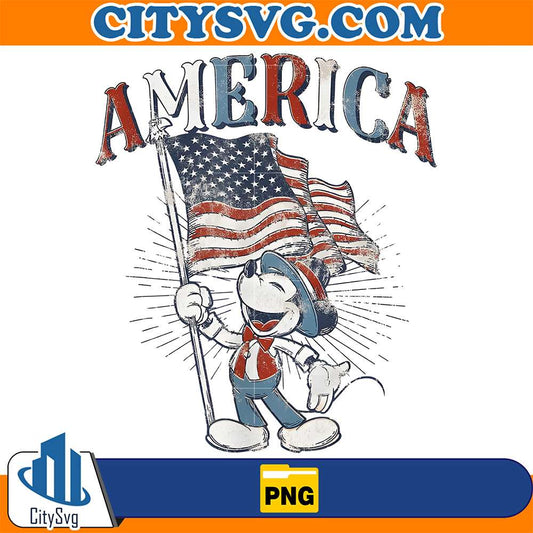 Disney-Mickey-Mouse-With-American-Flag-Usa-Png