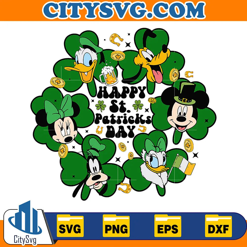 DisneyCharactersFriendsHappyStPatricksDaySvg