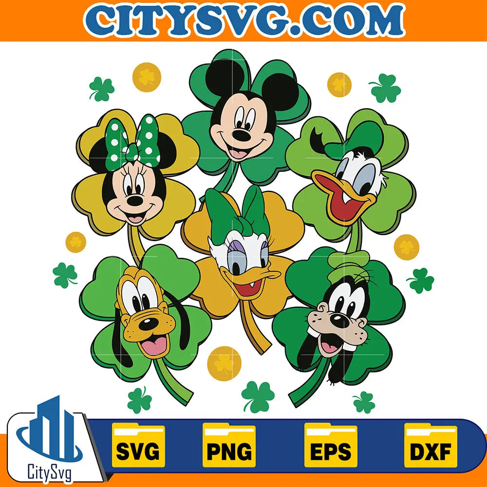 DisneyCharactersShamrockStPatricksDaySvg