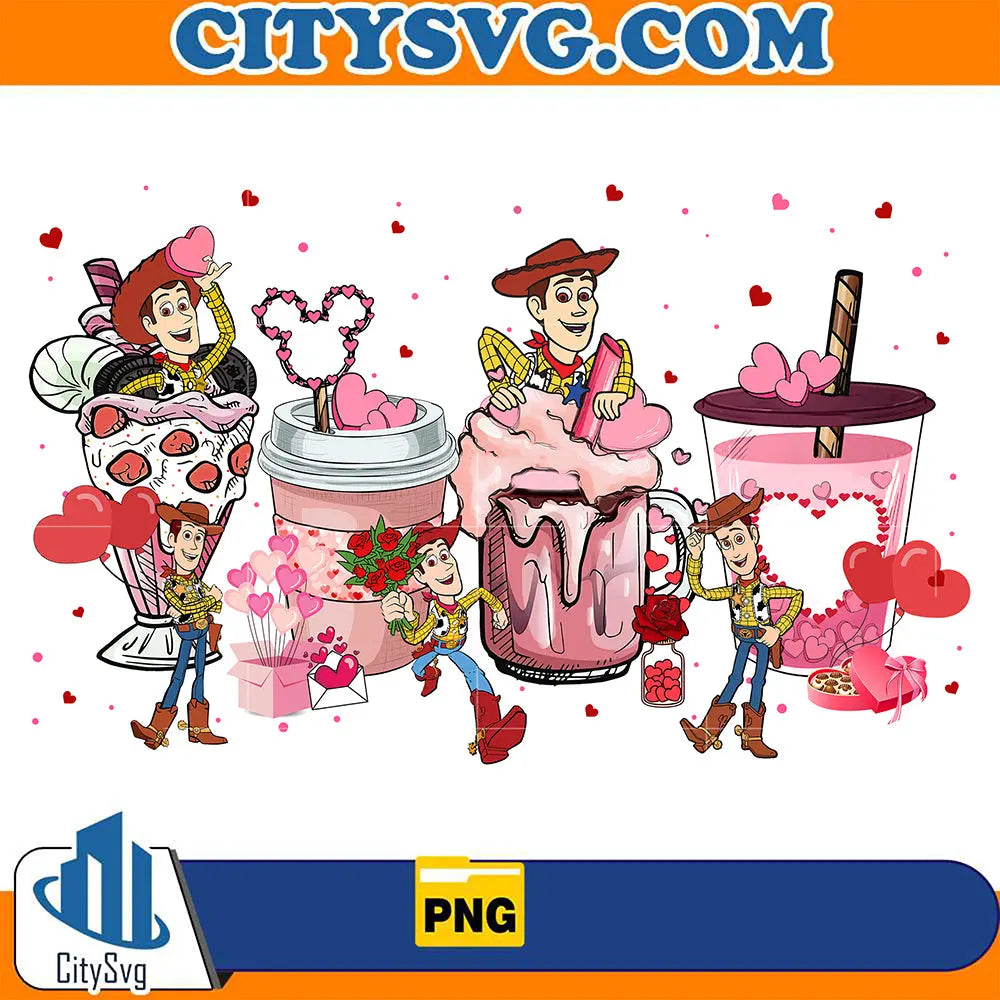 DisneyLoveCoffeeWoodyToyStoryValentinePng