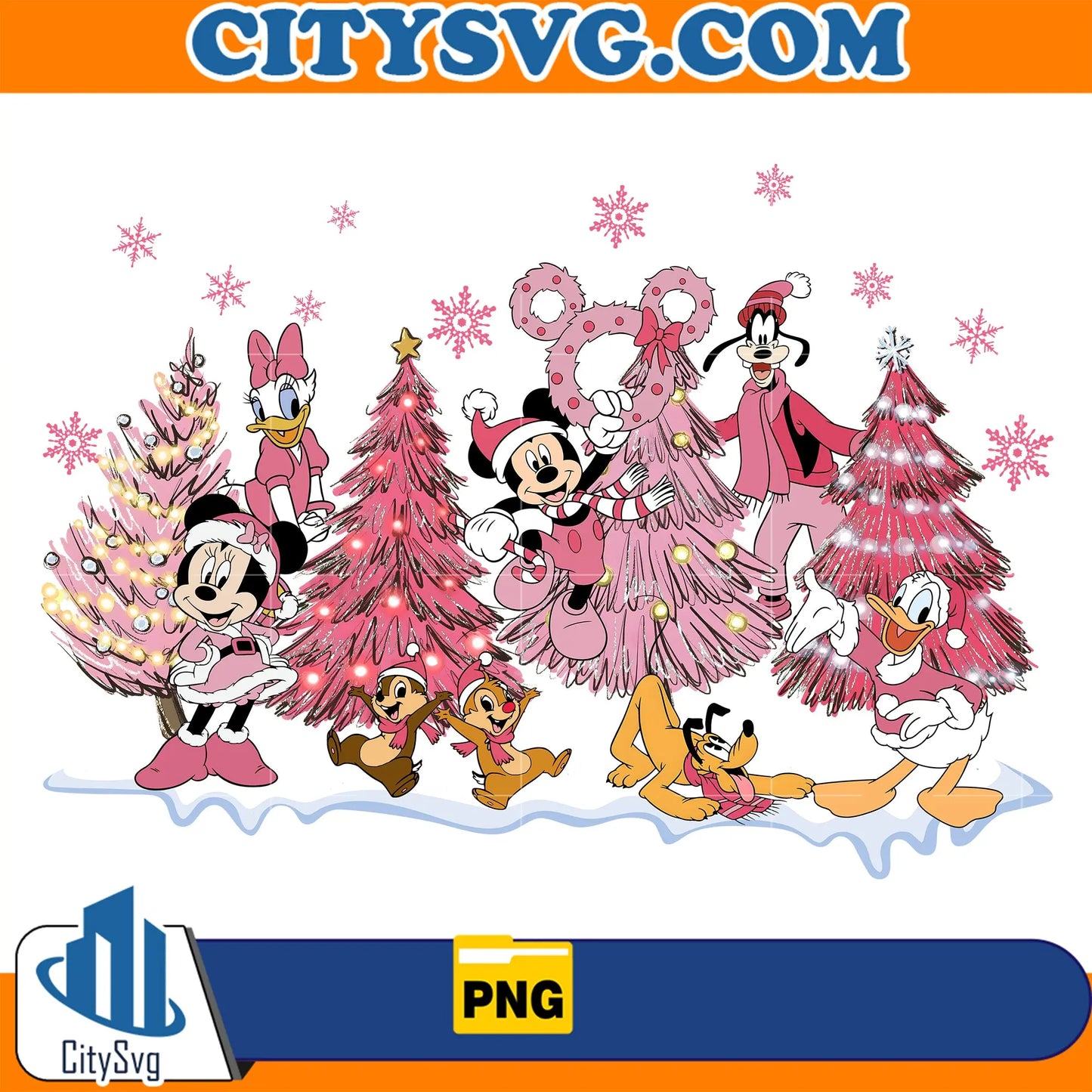 DisneyMickeyAndFriendsPinkChristmasPng1