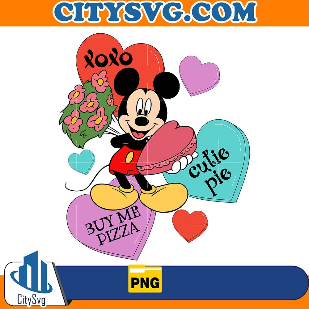 DisneyMickeyXoxoCutiePieBuyMePizzaValentinePng