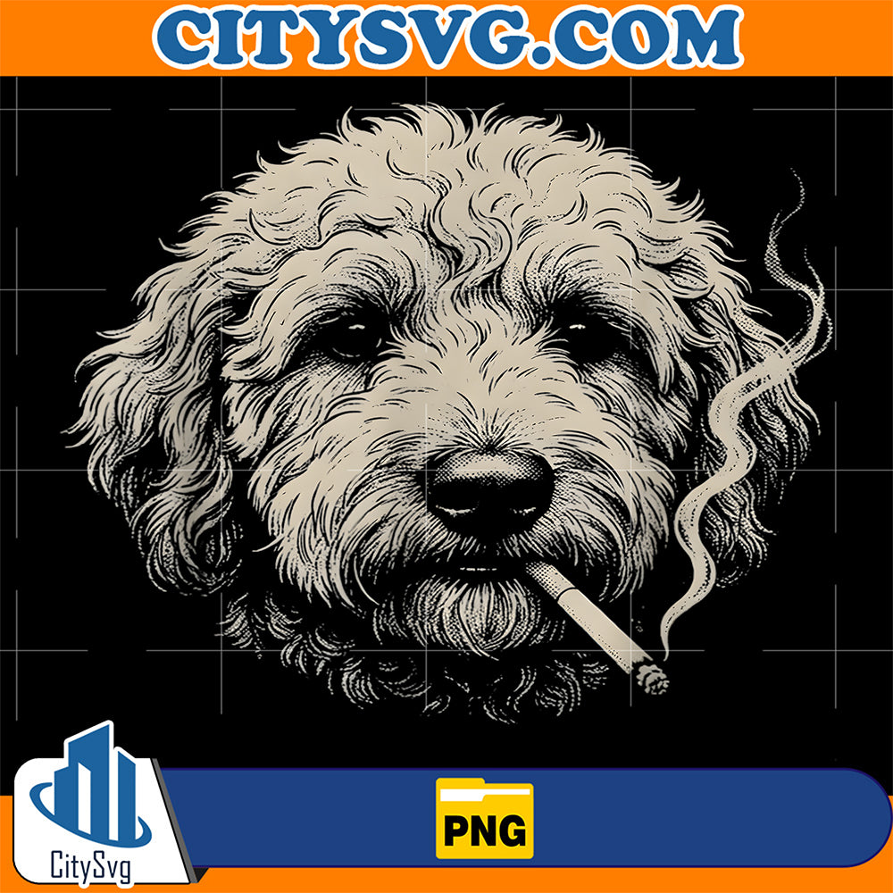 Dog-Smoking-Cigarette-Funny-Goldendoodle-Meme-Png