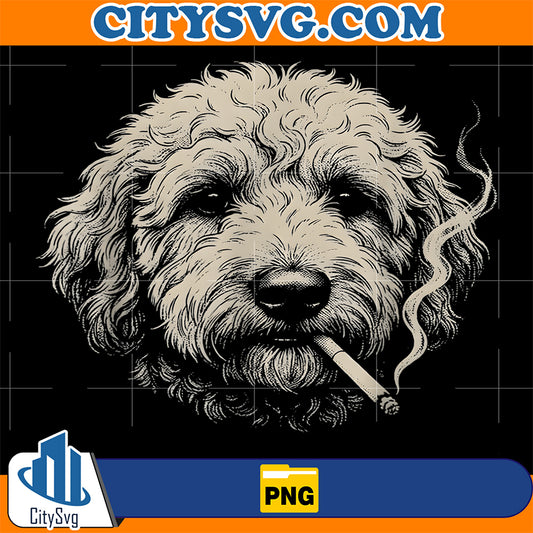 Dog-Smoking-Cigarette-Funny-Goldendoodle-Meme-Png