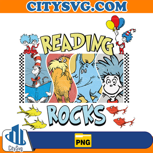 DrSeussFriendsReadingRocksPng