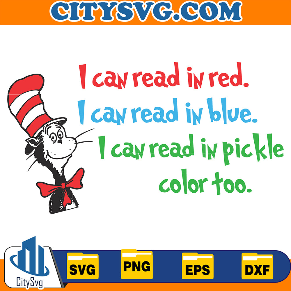 DrSeussICanReadInRedICanReadInBlueICanReadInPickleColorTooSvg