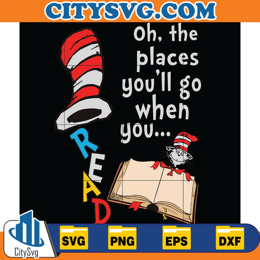 DrSeussOhThePlacesYoullGoWhenYouReadBooksSvg