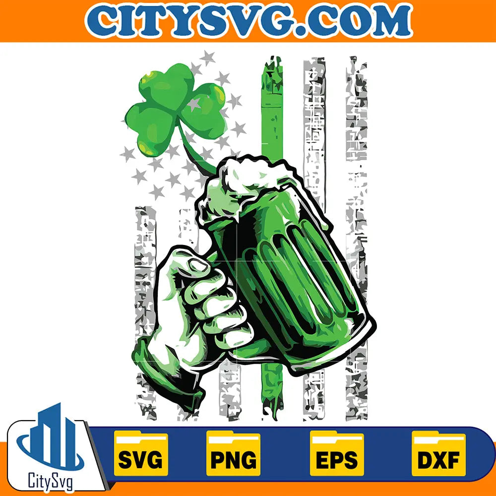 DrinkingBeerPatricksDayAmericanFlagSvg