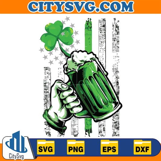DrinkingBeerPatricksDayAmericanFlagSvg