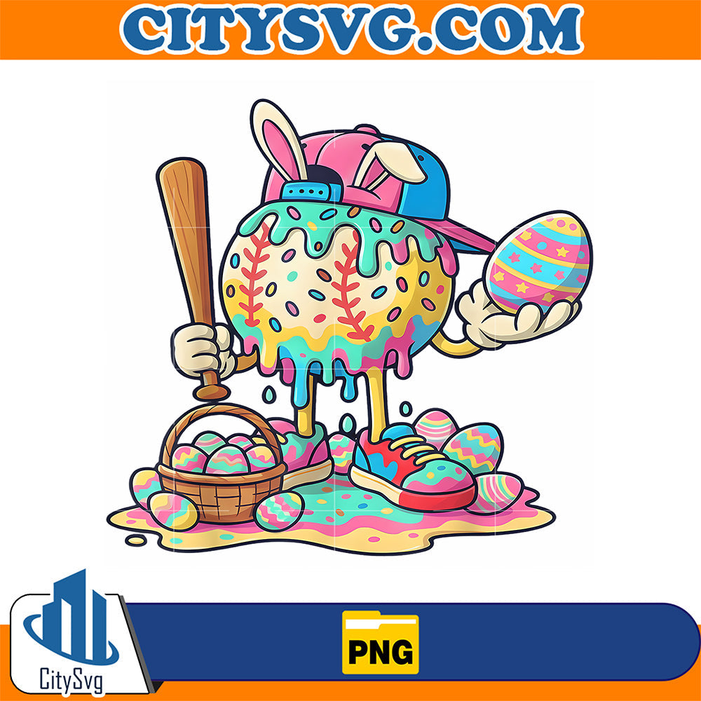 Easter Baseball Drip Ice Cream Png CitySvg