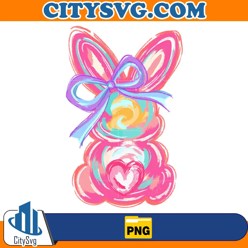 EasterBrushstrokeBunnyPreppyEasterCoquetteBowPng