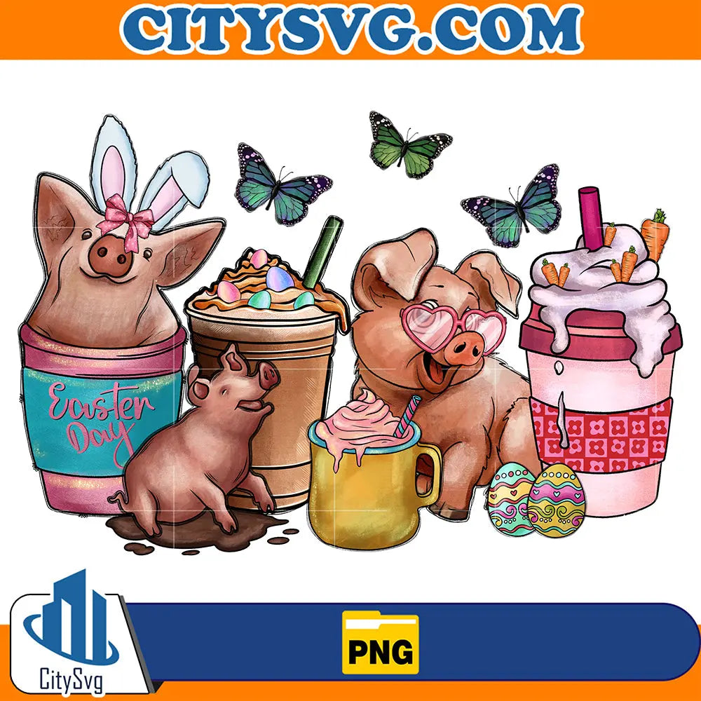 EasterPigCoffeeSublimationPng
