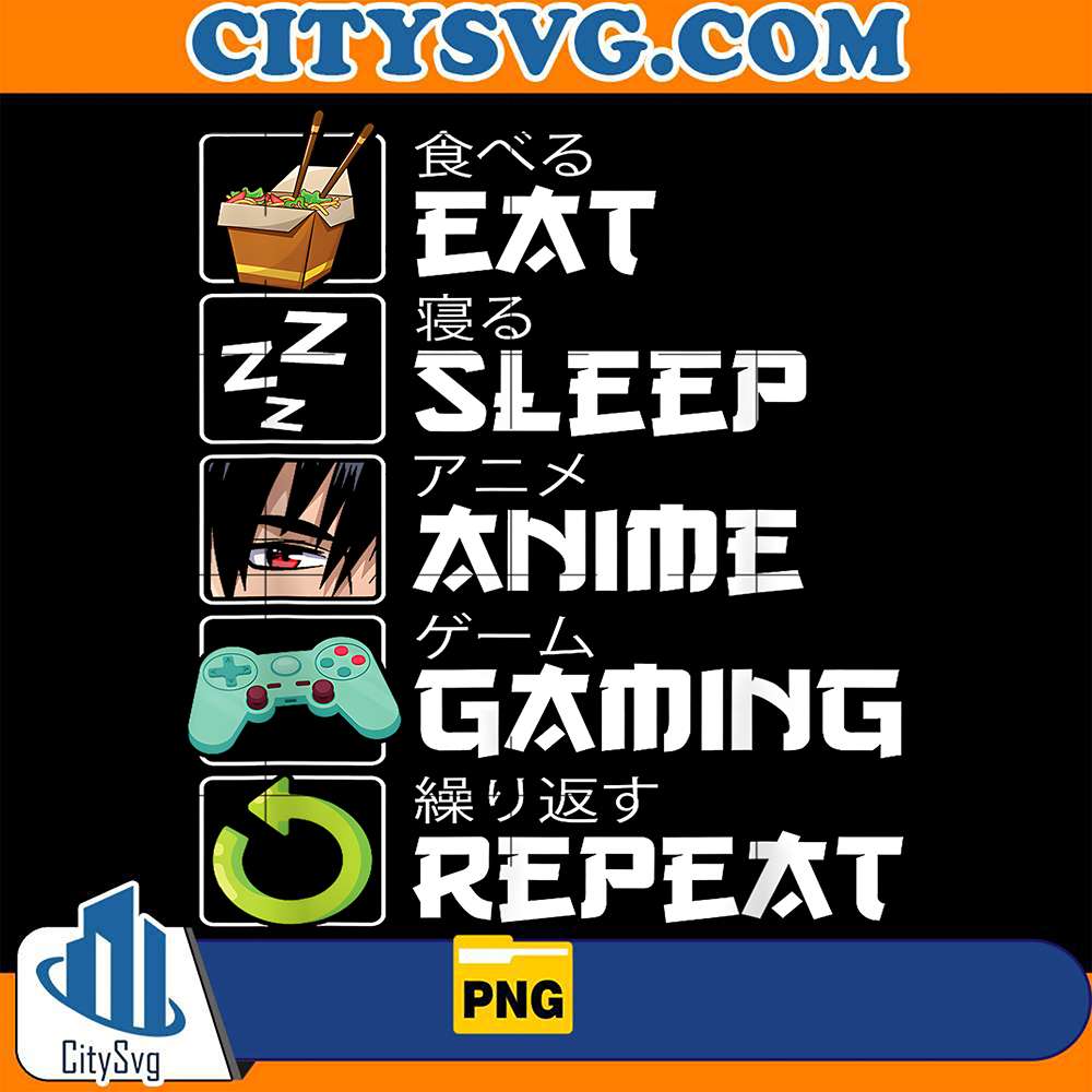 Eat-Sleep-Anime-Gaming-Repeat-Kawaii-Otaku-Anime-Manga-Png