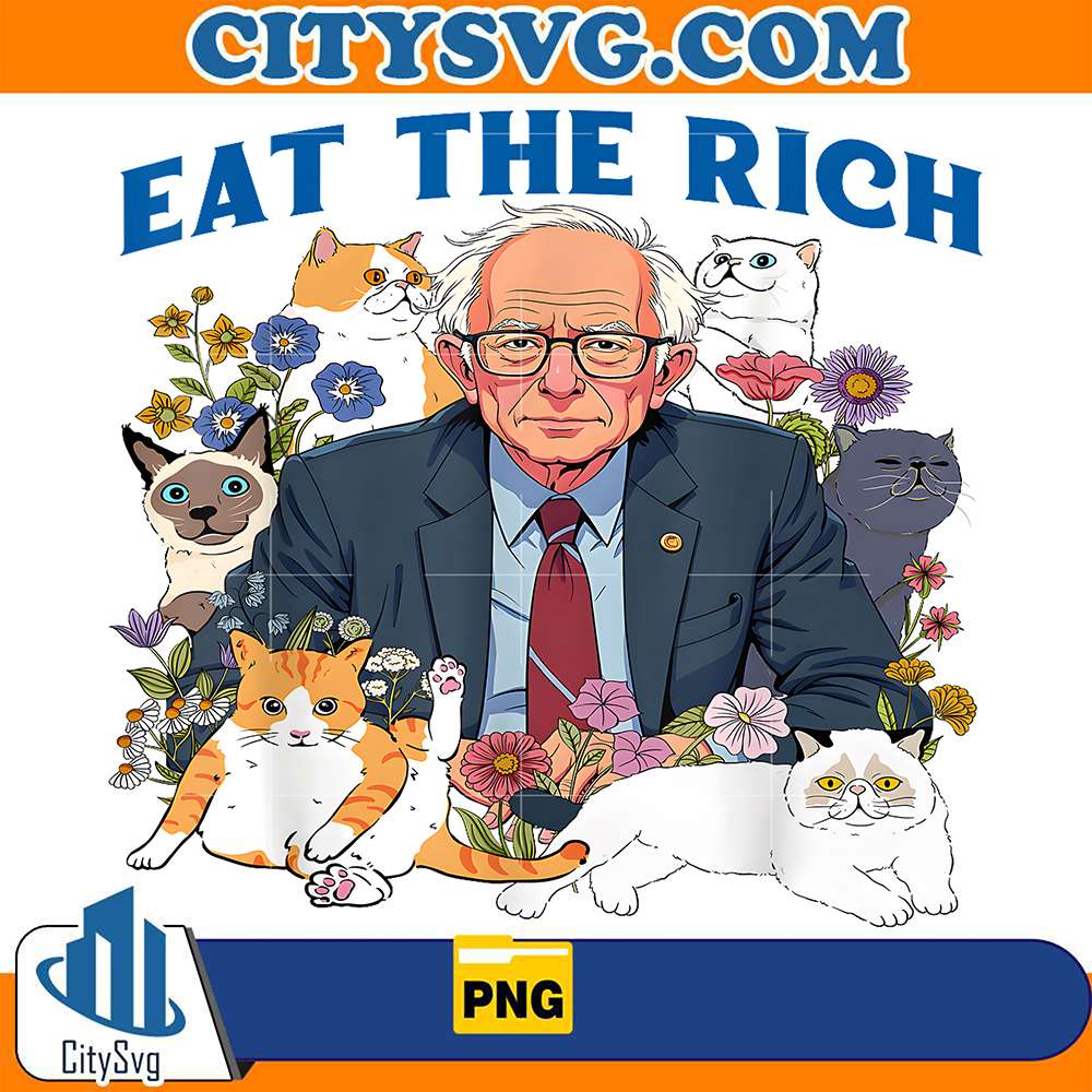 Eat-The-Rich-Bernie-Sanders-Floral-Cat-Resist-Against-Trump-Png