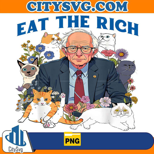 Eat-The-Rich-Bernie-Sanders-Floral-Cat-Resist-Against-Trump-Png