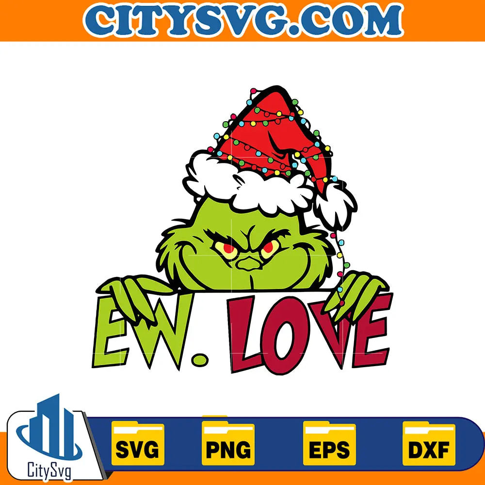 EwLoveGrinchSantaChristmasLightsSvg