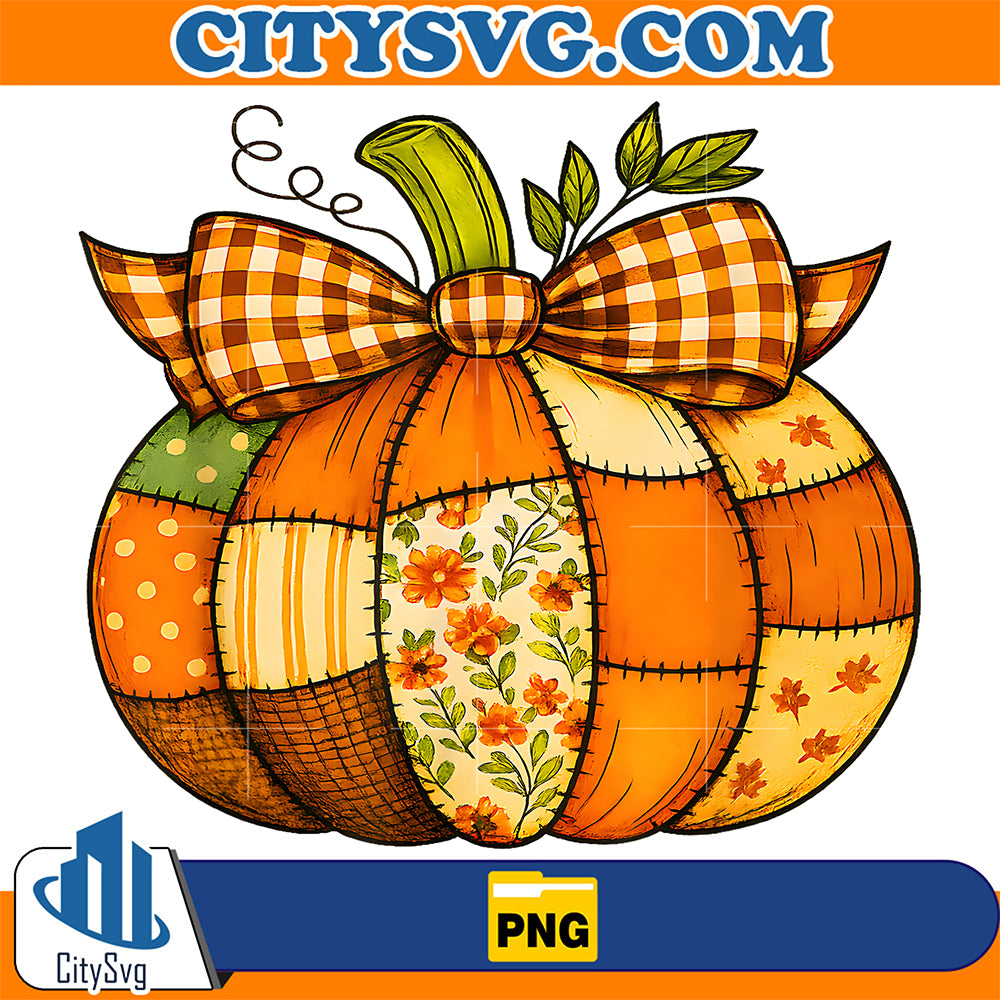 Fall-Patchwork-Pumpkin-Autumn-Halloween-Thanksgiving-Png