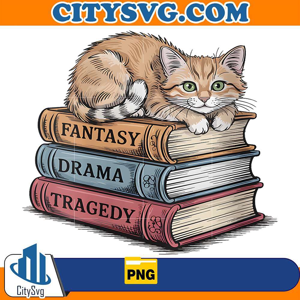 Fantasy-Drama-Tragedy-Cat-Book-Lover-Reading-Humor-Png