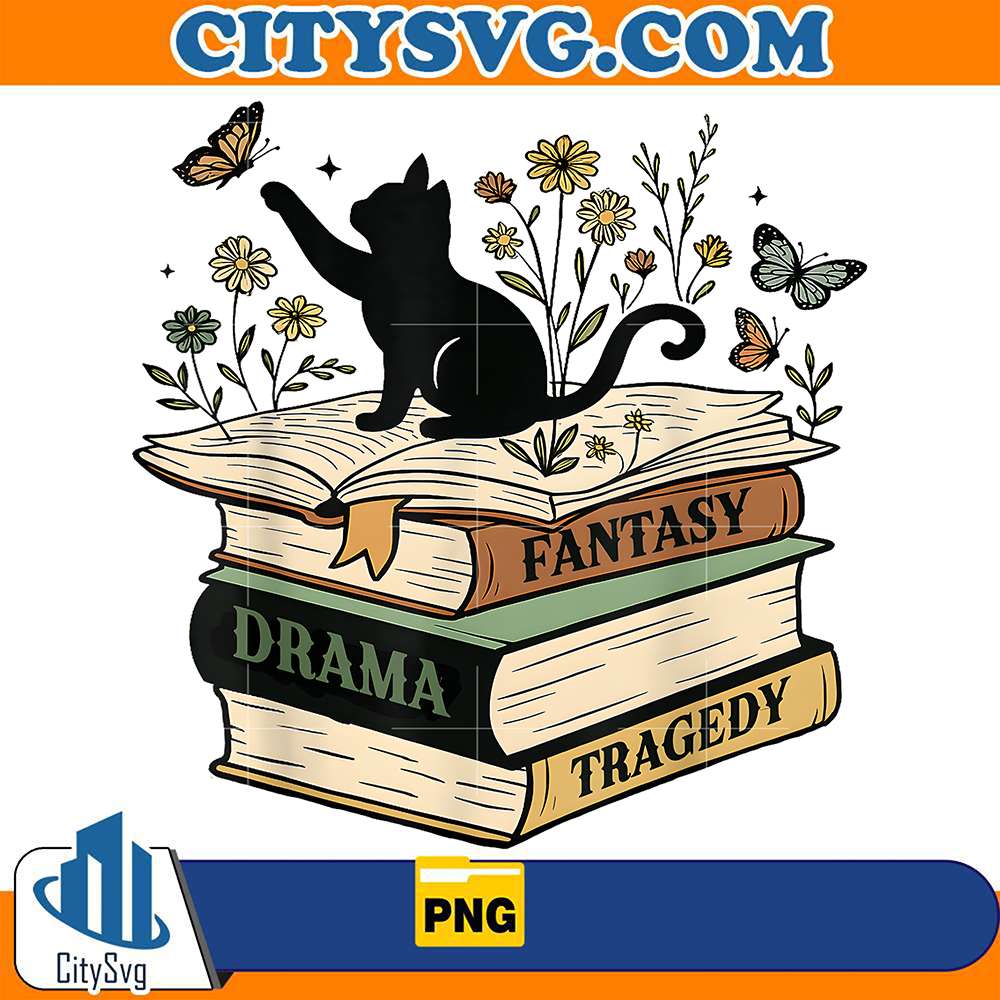 Fantasy-Drama-Tragedy-Cat-Book-Lover-Reading-Png