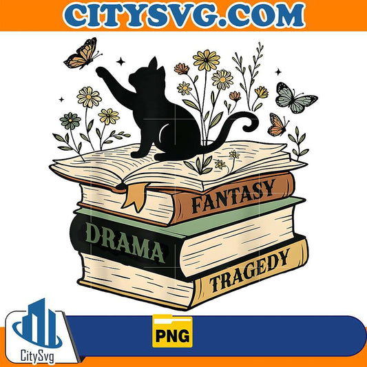 Fantasy-Drama-Tragedy-Cat-Book-Lover-Reading-Png
