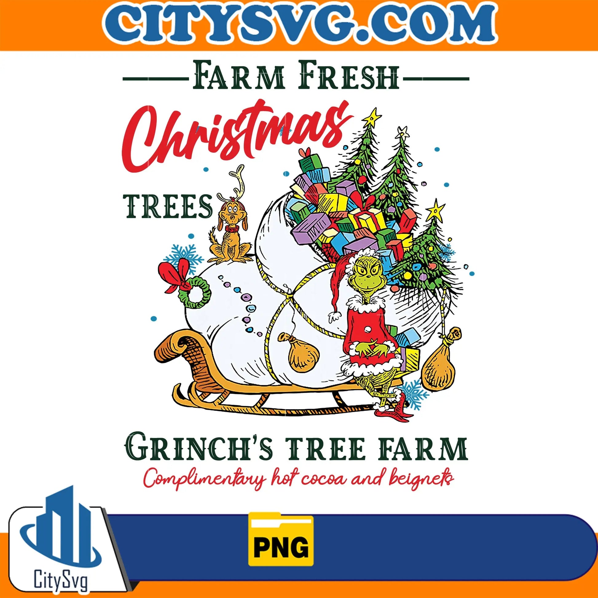 FarmFreshChristmasTreesGrinch_sTreeFarmComplimentaryHotCacoaAndBeignetsPng