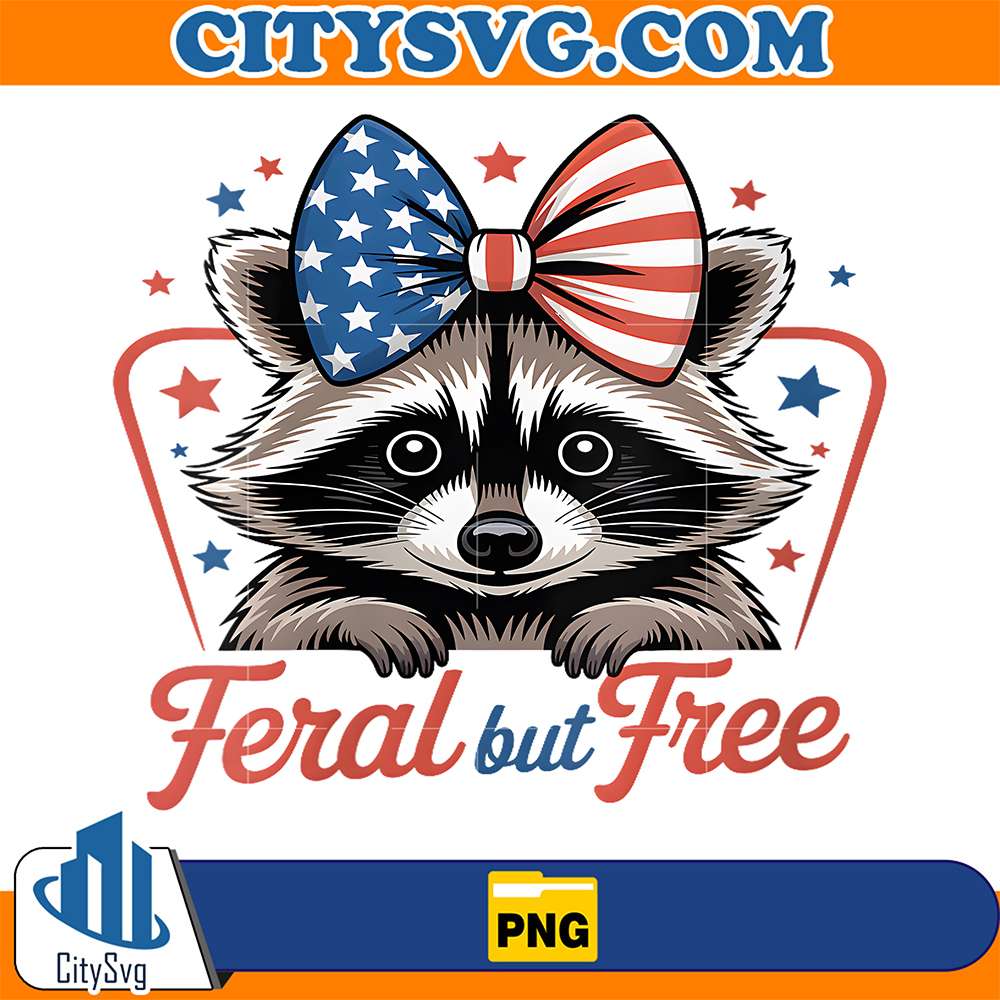 Feral-But-Free-Raccoon-4th-Of-July-Coquette-Bow-Png