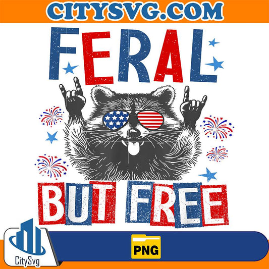 Feral-But-Free-Raccoon-4th-Of-July-Png