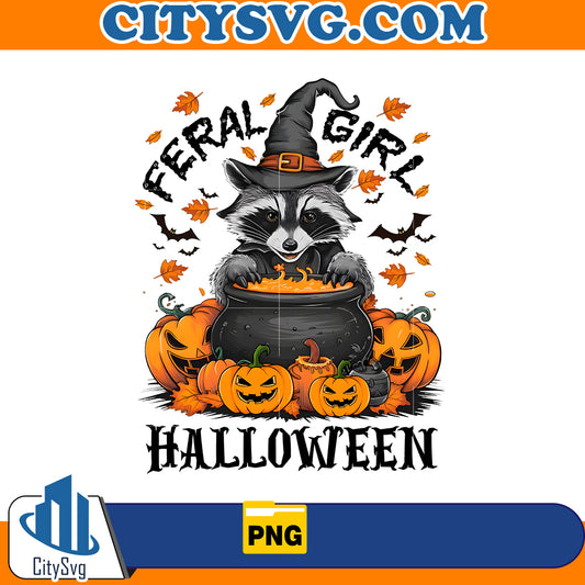 Feral Girl Halloween Witchy Raccoon Png