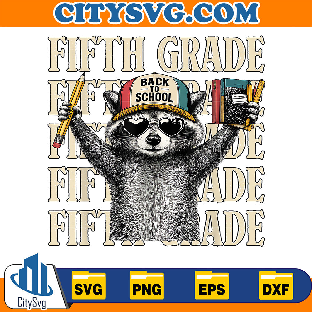 Fifth-Grade-Raccoon-Back-To-School-Cute-Student-Svg
