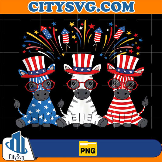 Fireworks-Zebra-American-USA-Flag-4th-Of-July-Png