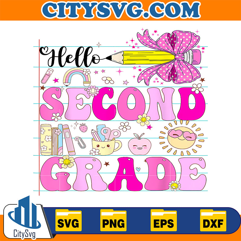 First Day Of School 2nd Grade Hello Second Grade Girl Bow Svg CitySvg