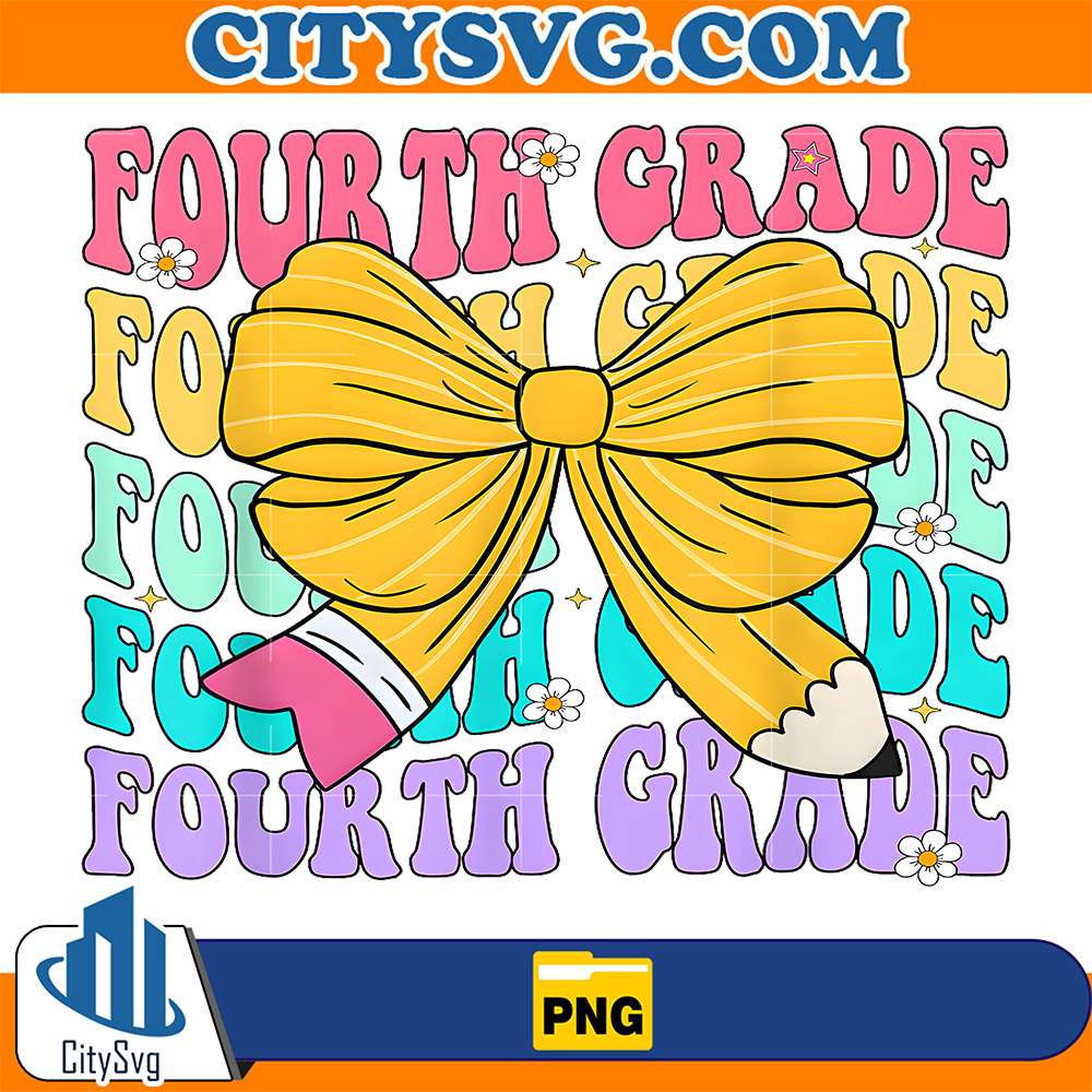 First-Day-of-School-Fourth-Grade-Pencil-Coquette-Bow-Girls-Png