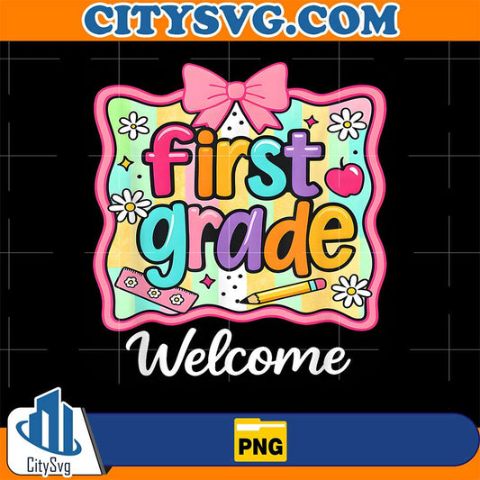 First-Grade-Boy-Girl-Back-to-School-Design-Hello-First-Grade-Png