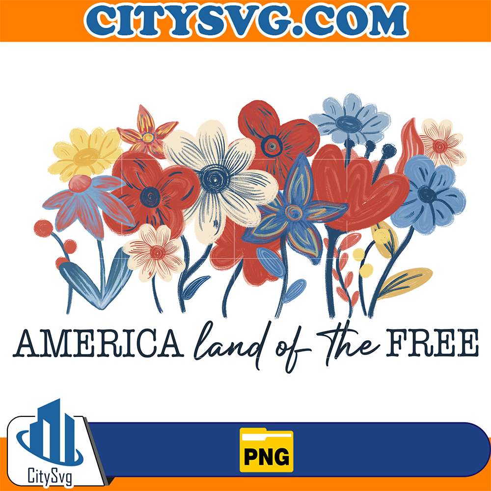 Floral-America-Land-Of-The-Free-Png