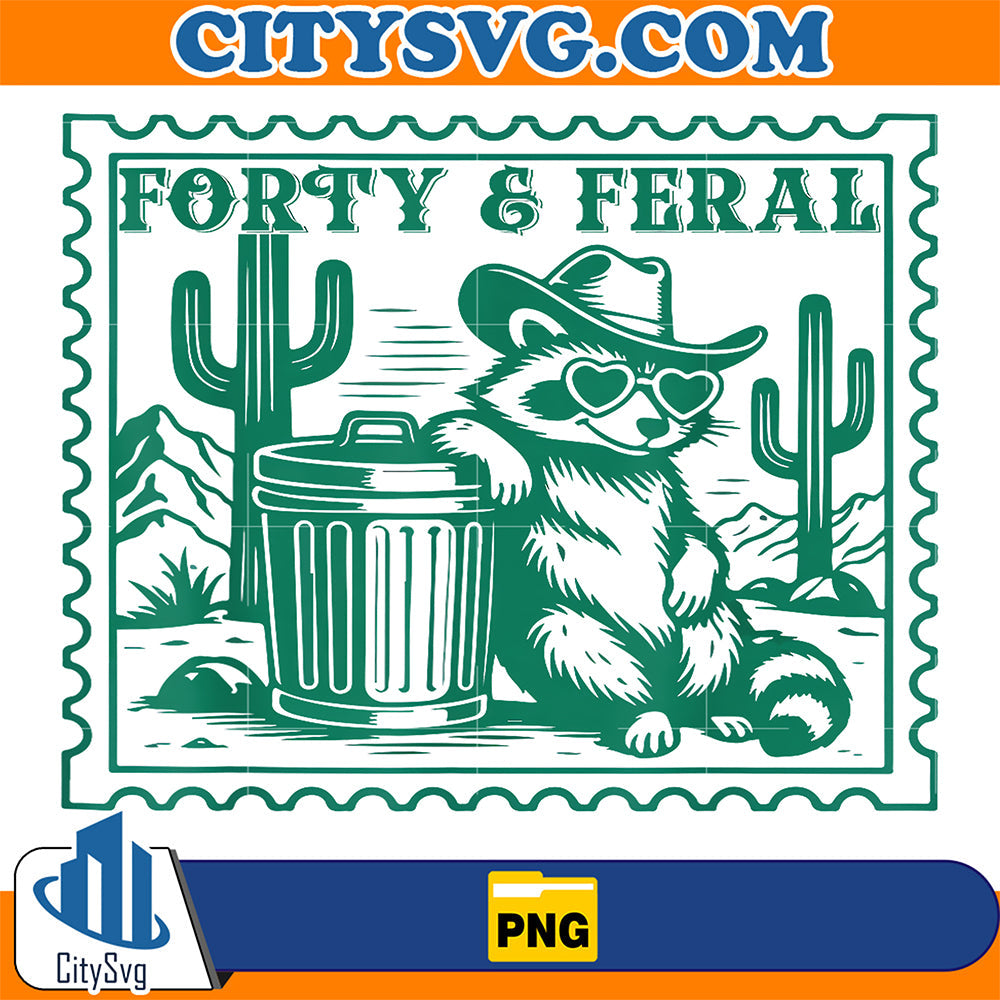 Forty-And-Feral-1986-Raccoon-40th-Birthday-Fortieth-Png