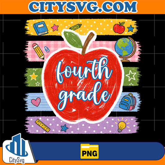 Fourth-Grade-Apple-Png-Striped-School-Cute-Kids-Png